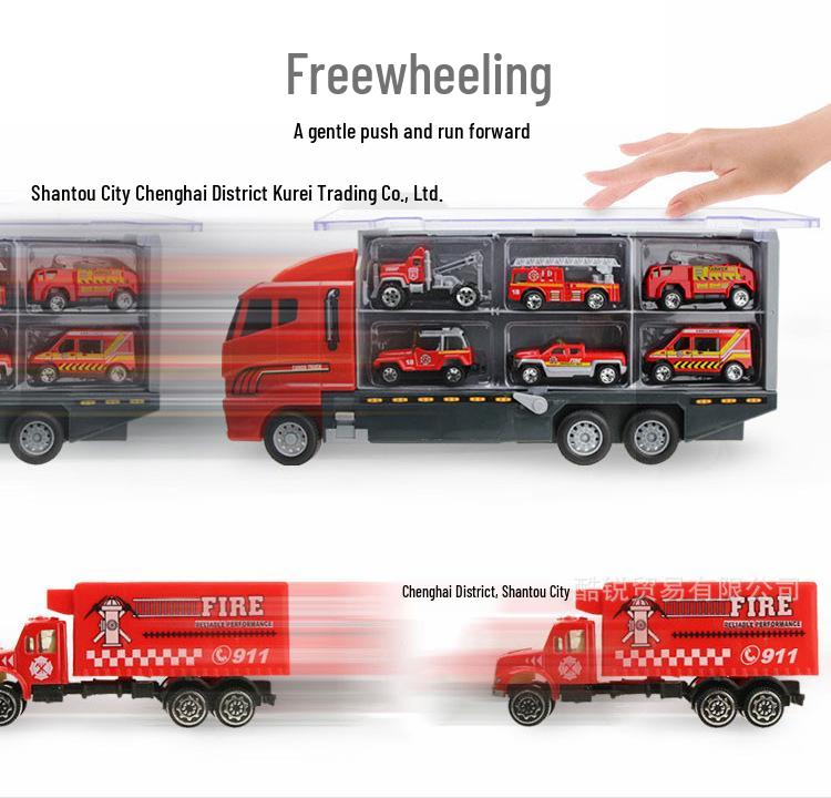 12-Piece Engineering Transport Vehicle Set with Opening Doors and Inertia Action - Children's Toy