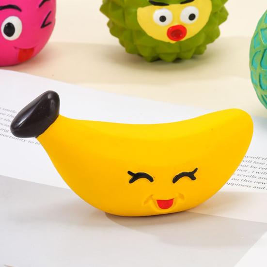 Latex Fruit Dog Chew Toy Squeaky Cartoon Melon Banana Dragon Fruit Durian Interactive Toy Small Medium Large Dogs Teething Cleaning Boredom Toy