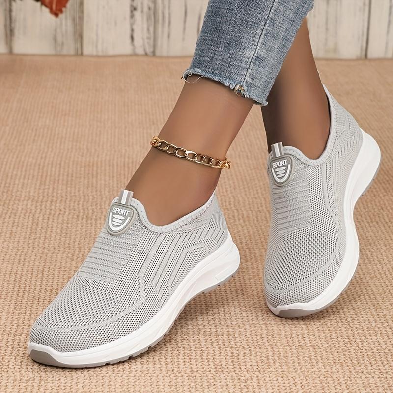 Women's Knitted Loafers - Round Toe Comfortable Slip-On Shoes, Soft & Cushioned Sole Casual Sneakers for Women