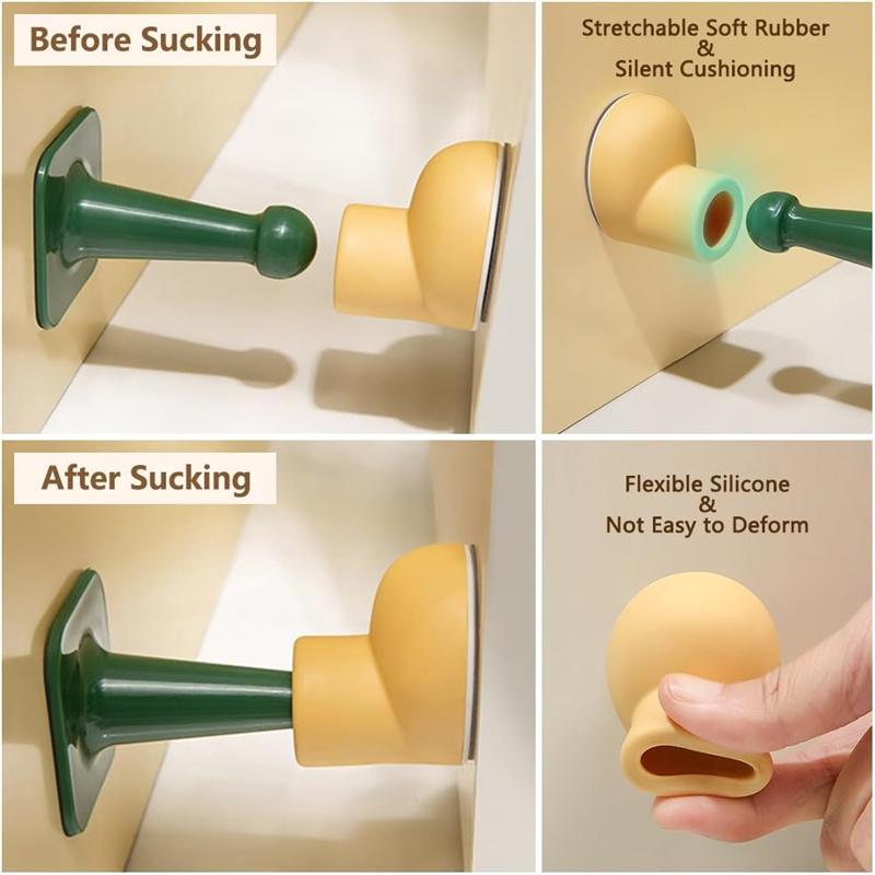 Cute Wall Door Stoppers, Silicone Self Adhesive, No Drill, Decorative Door Holder Stops