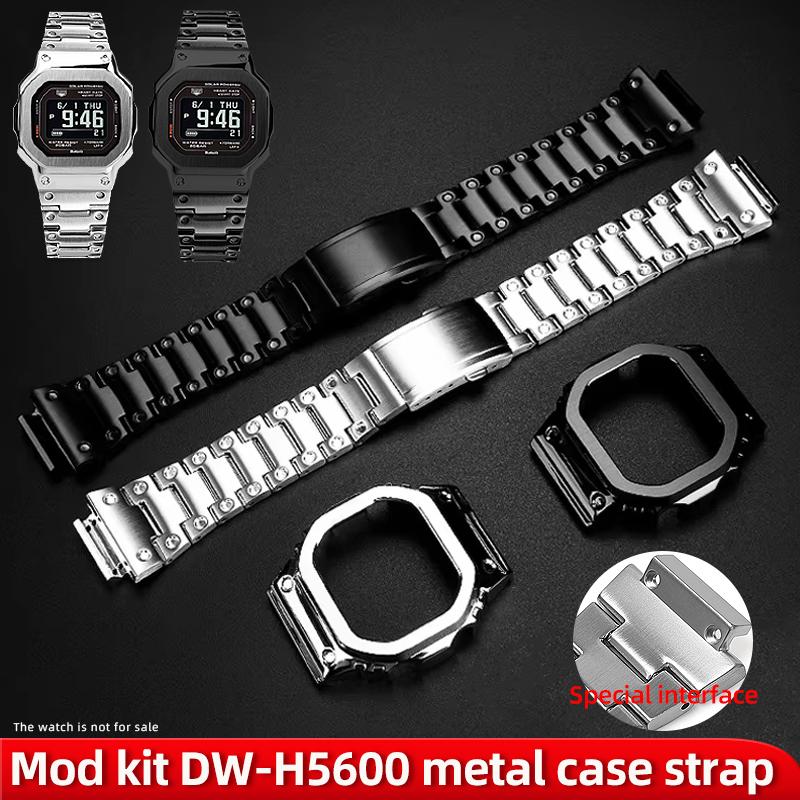 Mod Kit DWH5600 Gehäuse Für Casio 3516 DW-H5600 DW-H5600MB Modifikation Metalllünette Edelstahlarmband Silber Schwarz Uhrenteile
