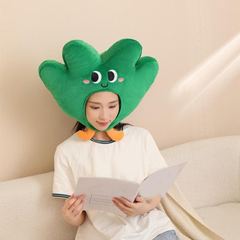 Novel Funny Little Grass Headgear Plush Little Grass Hat Cartoon Plant Headgear Hat Photography Props for Women Men