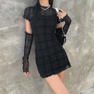 Autumn and Winter Women Decoration Height Fanny Pack Hip Fashion Plaid Three-piece Dress