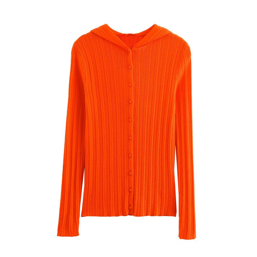 

2025 Spring Women s Slim-Fit Ribbed Hooded Knit Cardigan Small