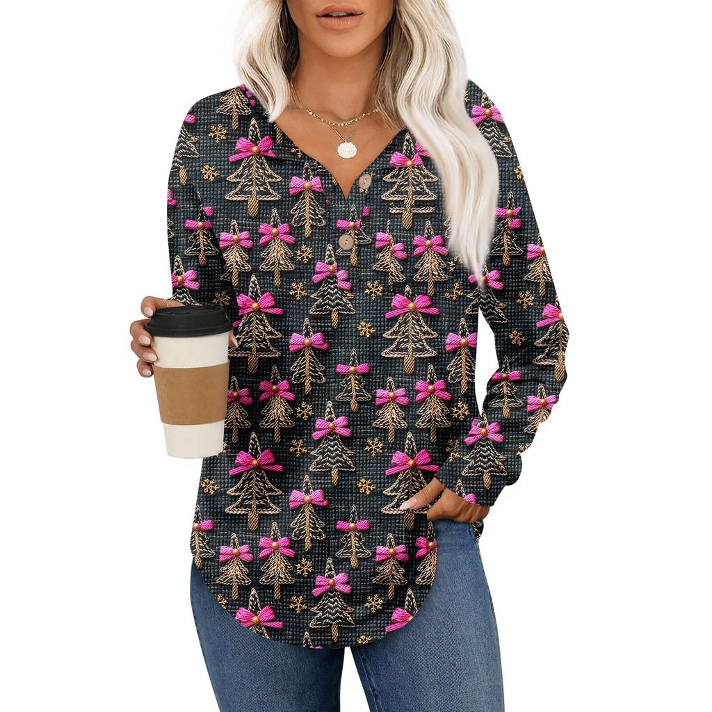 Women's Fashion Long Sleeve Christmas Loose Long Sleeve Casual Top