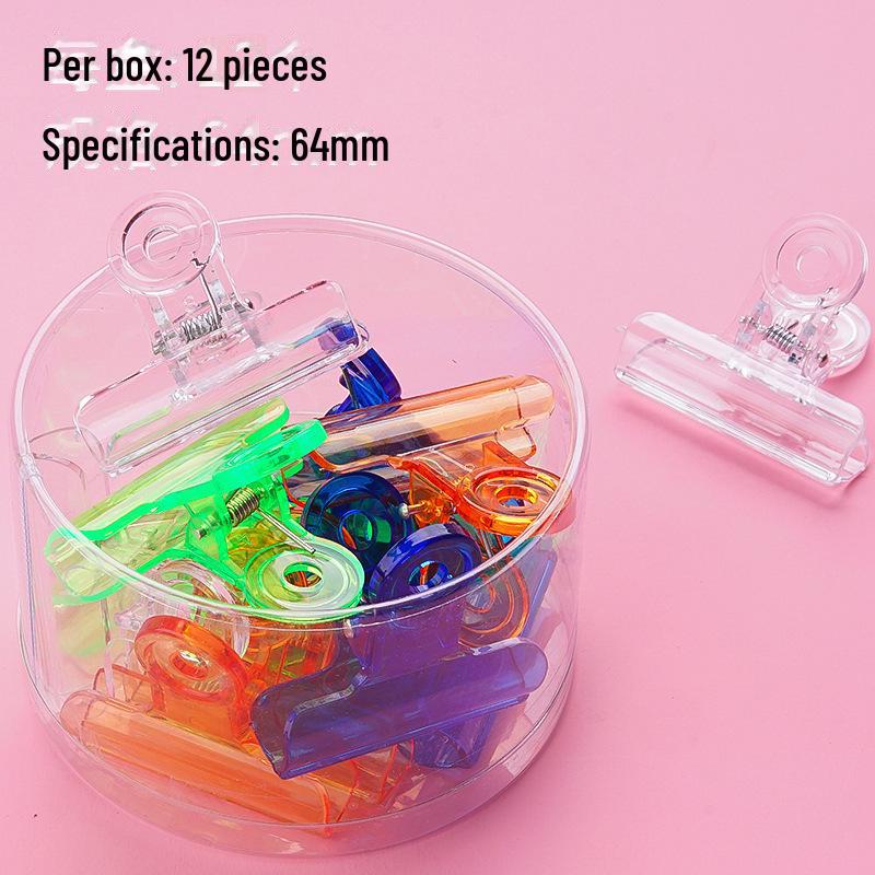 

Красочные прозрачные маленькие круглые зажимы для билетов - симпатичный дизайн с длинным хвостом для фиксации файлов и книг, большой ствол