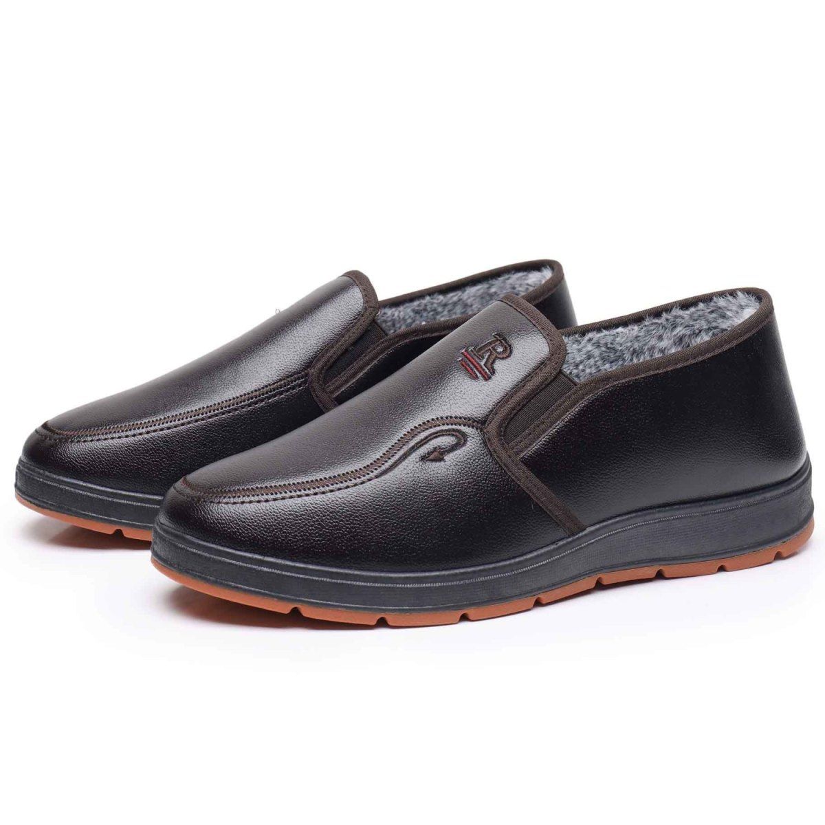 

Обувь для мужчин Зимняя мода Нескользящие хлопковые ботинки из искусственной кожи Мужские утолщенные кожаные водонепроницаемые повседневные зимние ботинки 43 коричневый