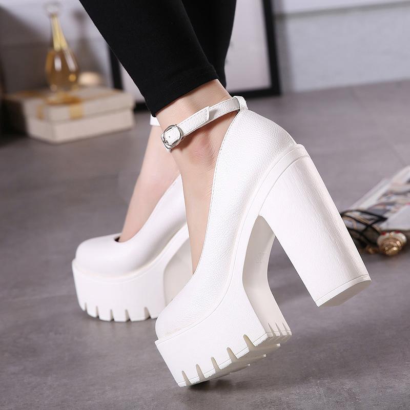 Spring super high heel women's shoes stage model single shoes thick heel nightclub DJ work shoes catwalk shoes women