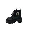 Thick-soled British Martin boots women's 2025 new autumn and winter small man height increase black lace-up short boots