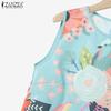 ZANZEA Womens Sleeveless Print Vest and Pants Summer Two Piece Suit Sets