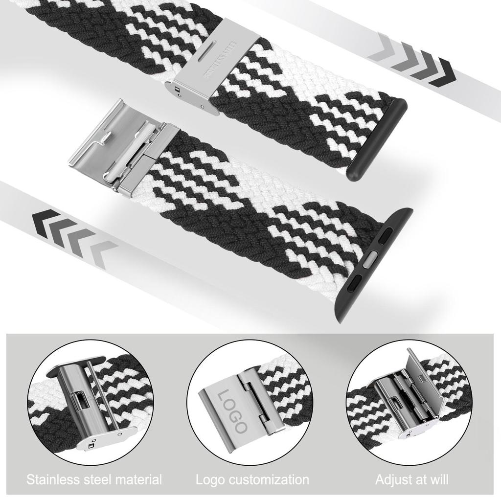 Adjustable Braided Watch Bands for Apple Watch Series Ultra 9 8 7 Folding Clasp Nylon Strap for IWatch 4 5 6 38 40 42 44 41 45 49mm Bracelet