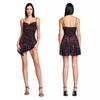 Iamgia European and American Style Gyaru Sexy Lace Velvet Print Irregular Skirt Tight Camisole Dress