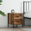 1 Piece modern vintage low cabinet, bedroom nightstand, bedside storage cabinet, double drawer organizer cabinet, round corner supports, 40x42x50 cm