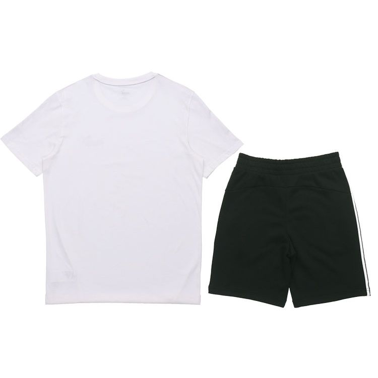 Puma Solid Color Logo Print Sports Short Sleeve T-Shirt And Shorts Set Men sets White Black 532557-02+533192-01