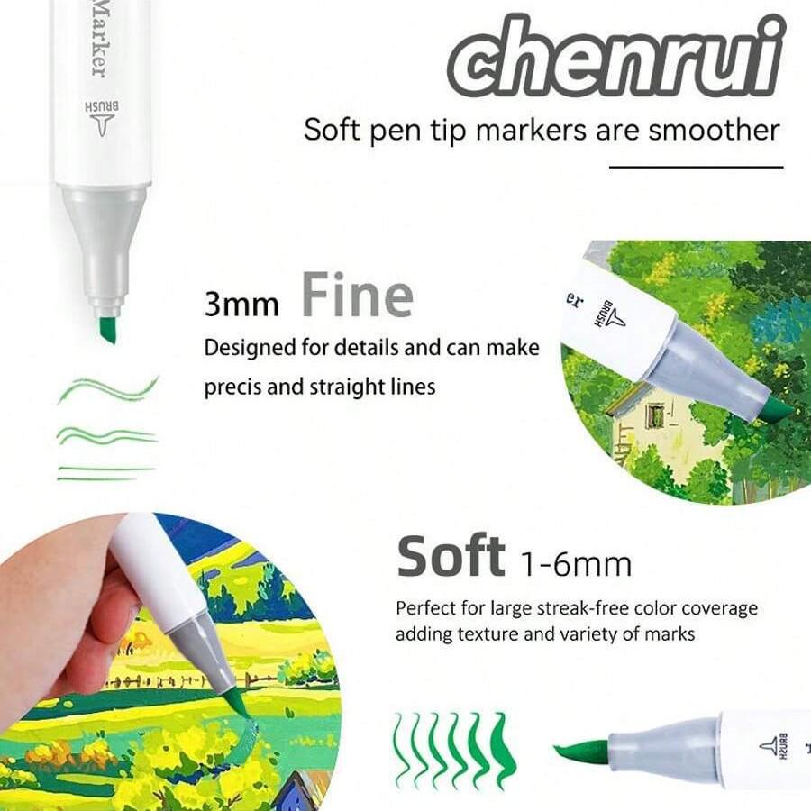 ChenRui Dual-Tip Watercolor Marker Pen Set for Students and Children