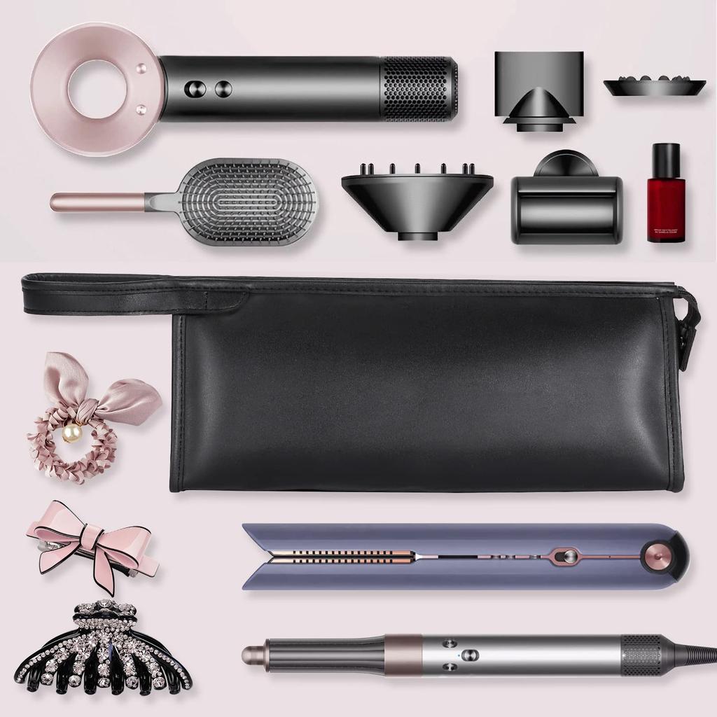 Sightor Travel Case for Dyson Airwrap Portable Hair Carrying Hair Tool Waterproof PU Leather Organizer Bag for Shark FlexStyle Classic Style Styler,