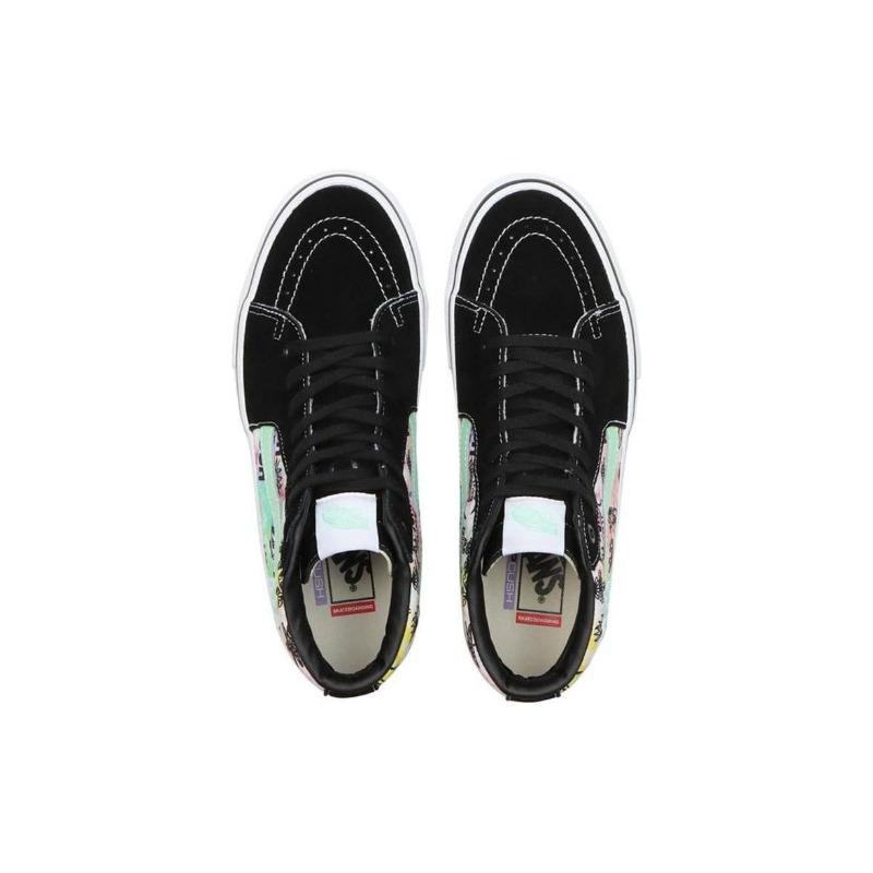 Vans Shroom Doom Skate Sk8-Hi Textile Leather High Top Unisex Skate Shoes Black Pink Green VN0A5FCCAPI