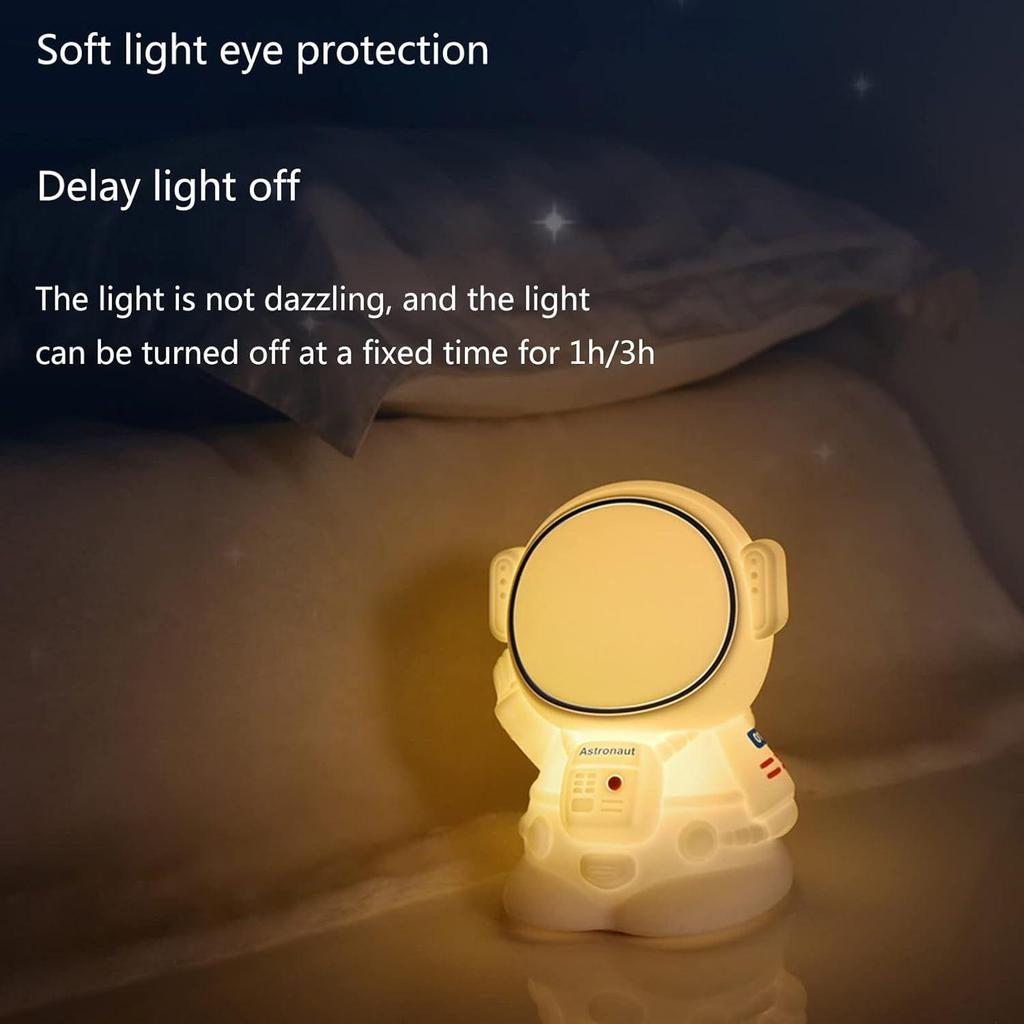 Astronaut Silicone Night Lamp for Kids | RGB Color-Changing LED Bedside Light with Touch Control & 8 Lighting Modes | Rechargeable Nursery Lamp