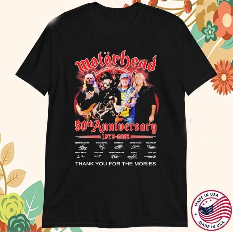 Motorhead 50th Anniversary 1975 2026 Thanks For Memories T-shirt size S-5XL S