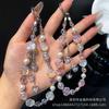 Wholesale Phone Chain Alloy Heart Zircon Tassel Hanging Chain Acrylic Rose Flower Wrist Beaded Phone Case Lanyard