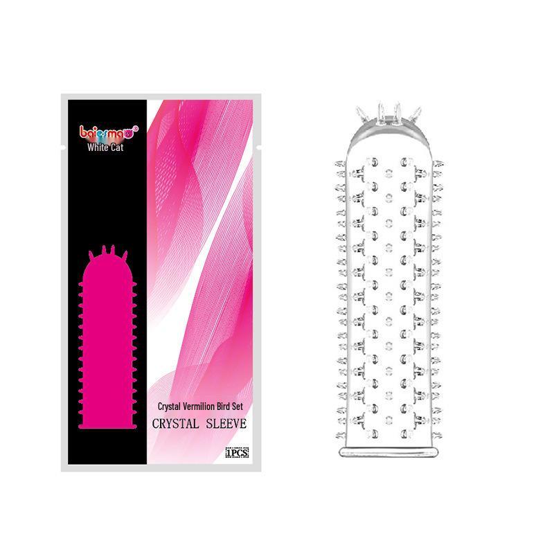 Spiked Silicone Cock Ring Set: 5 Crystal and Wolf Tooth Sleeves with Nubs and Ribs for Enhanced Arousal