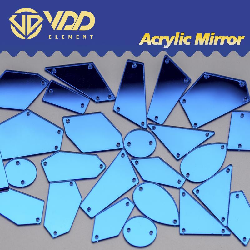 VDD 30/60/200Pcs Mix Size Acrylic Mirror Sewing Rhinestones Sew on DIY Crafts FlatBack Sewn Stones for Garment Dress Decorations
