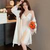 Women's spring summer ice silk suspender nightdress lace lace sexy pajamas two-piece set thin loose loungewear