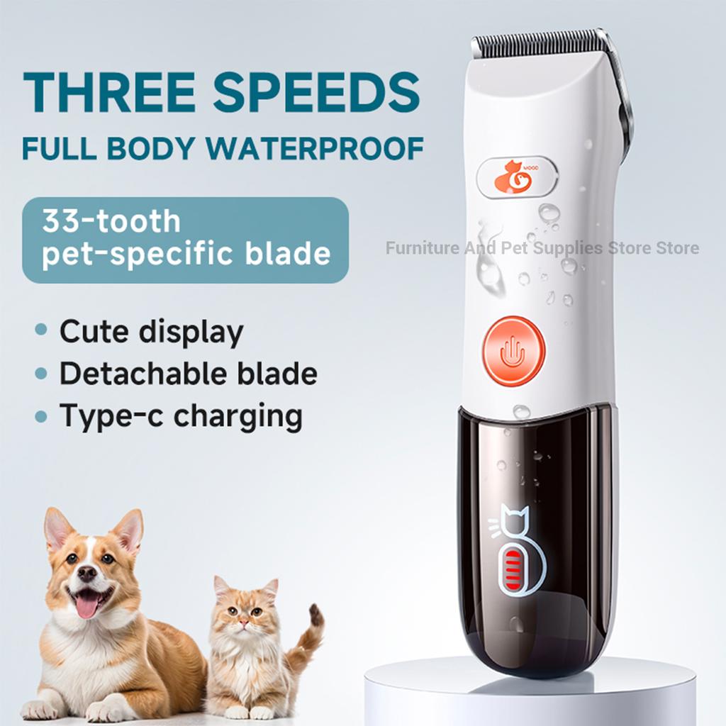 Pet hair clipper set dog electric hair clipper dog and cat hair trimmer waterproof and replaceable blade head pet 3-speed shaver