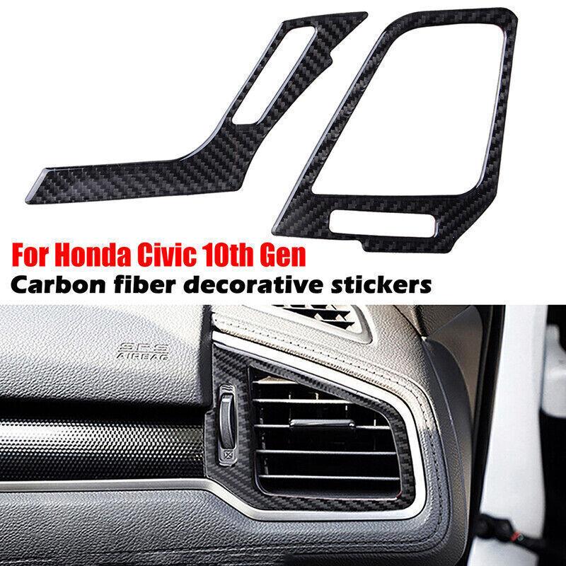 Carbon Fiber Air outlet Interior Frame Trim Cover Fits Honda 10th Civic 2016~21