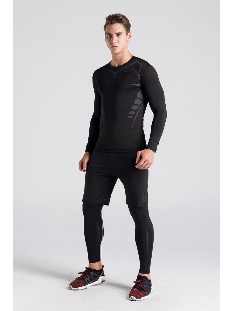 Męski Zestaw Fitnessowy i Biegowy Szybkoschnący 5-częściowy: Oddychający strój do jogi i na siłownię z długim rękawem