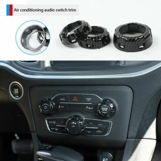 Carbon Fiber Air Conditioner Switch Panel Trim for Dodge Challenger Charger 15+