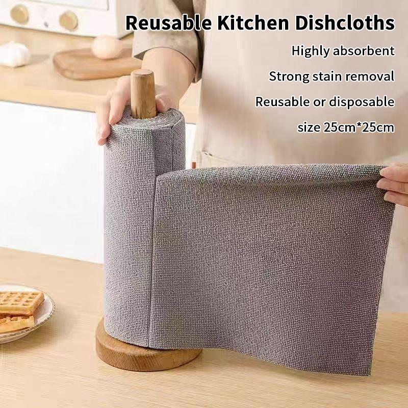 Tear-Off Cleaning Cloth Roll Durable Reusable Dish Towel For Kitchen Greaseproof And Quick Drying Microfiber Hand-Tear Rags