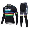 Long Sleeve Cycling Jersey Set With Fleece Lining Unisex Bike Apparel Outdoor Road