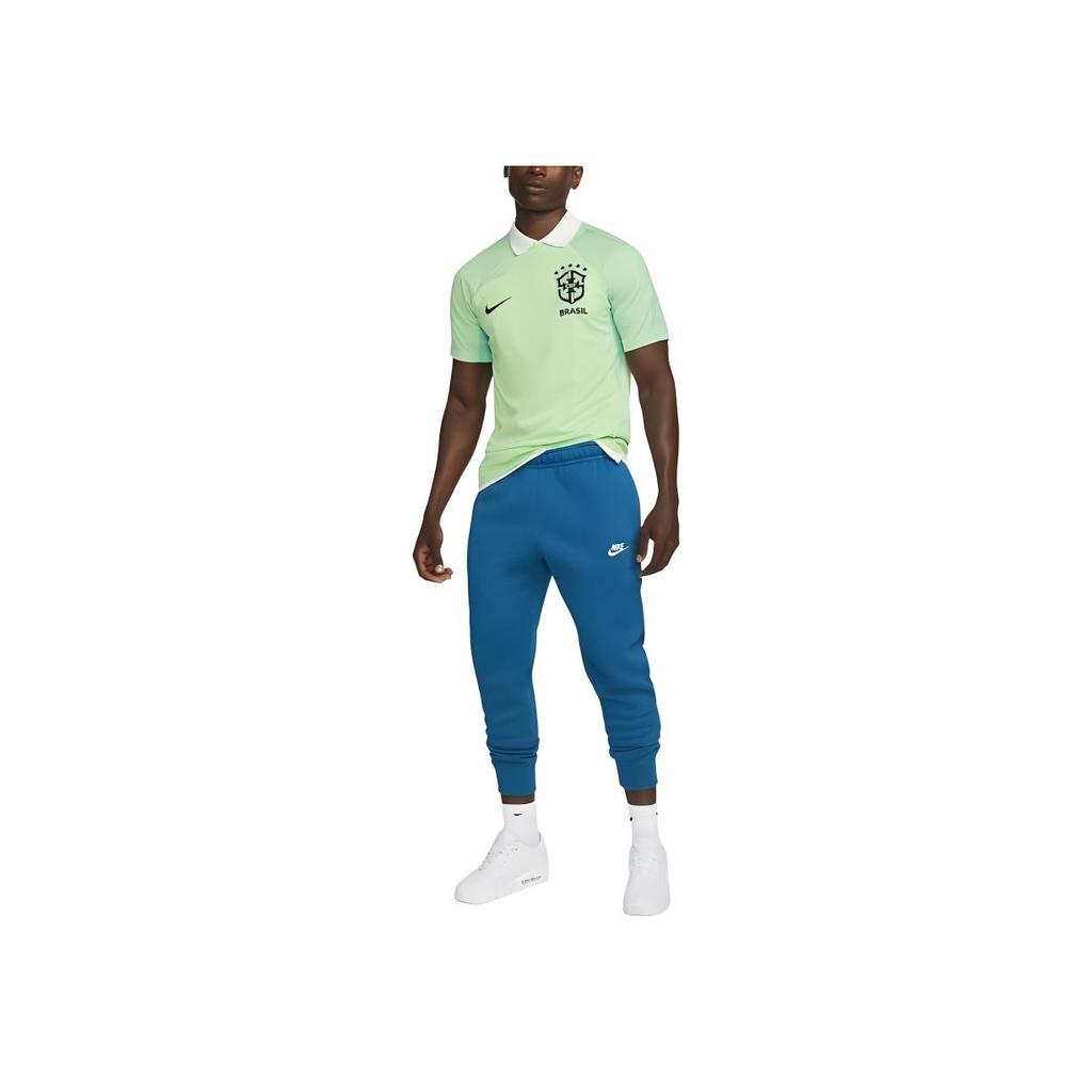 Nike Dri-Fit Strike Brazil National Team Soccer Training Series Logo Print Striped Crew Neck Short Sleeve T-Shirt Men Tops Light-Green DH6441-390