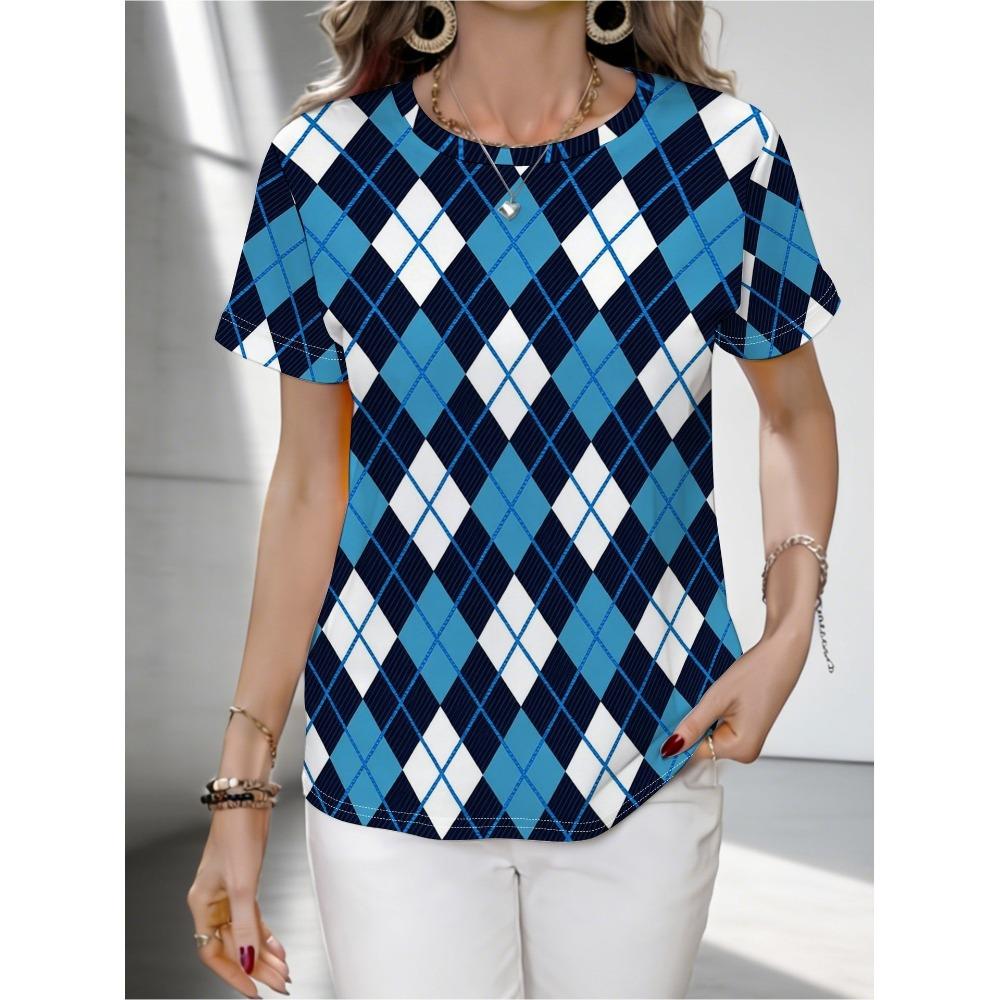 Summer Colorful Creative 3D Pattern T-shirt Fashionable Comfortable Oversized Breathable Leisure Versatile Women's Round Neck Short Sleeved T-shirt