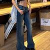 Blugi American Vintage Y2K RogueWave pentru Femei Sexy Subțiri Talie Joasă Picioare Late Blugi Denim Modă Feminină Streetwear Pantaloni Jean Évasé