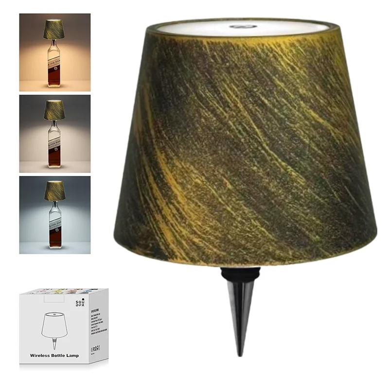 Wireless Touch Control Bottle Table Lamp Rechargeable Table Lamp 3 Colors Stepless Dimming For Bar Wine Bottle Decor Desk Light