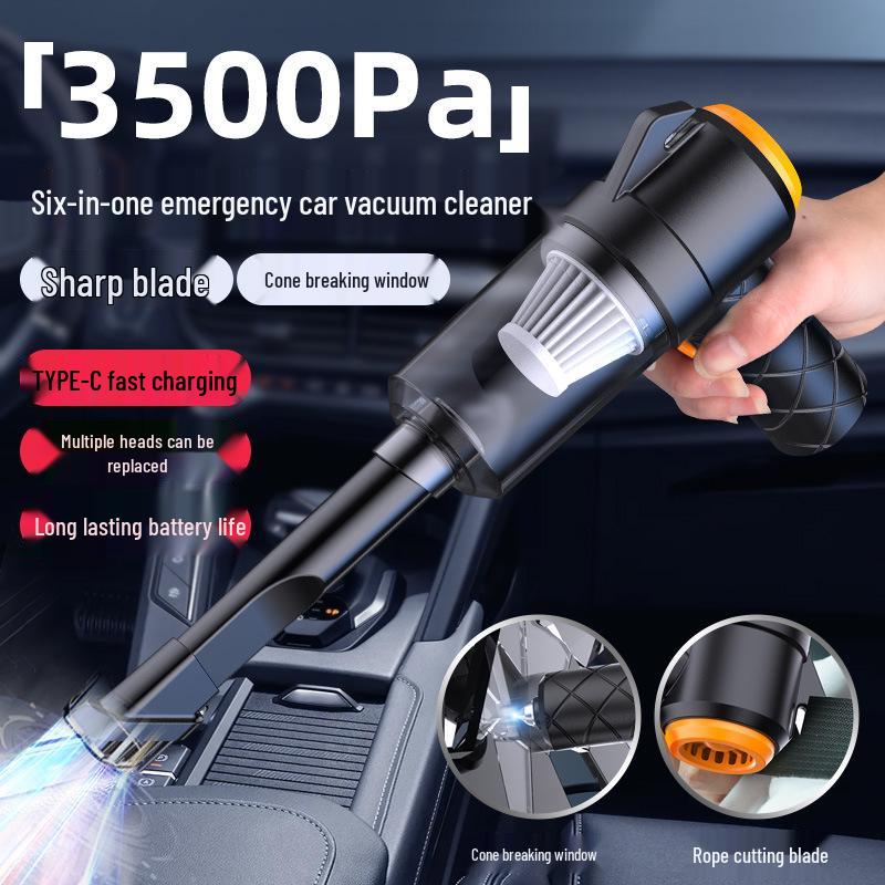 Wireless Six-in-One Car Vacuum: Emergency, Household, Mini Blow & Suction, with Charging.