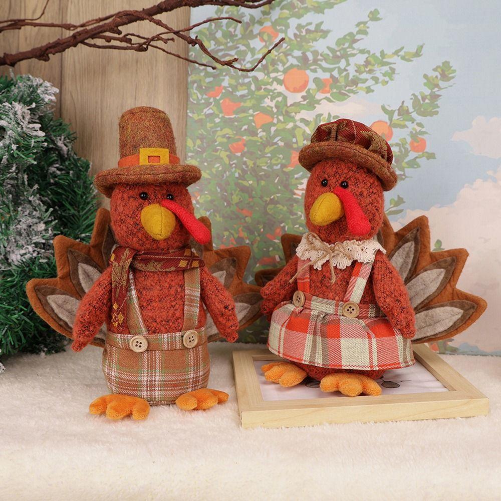 Rustic Thanksgiving Plush Turkey Doll Creative Stuffed Turkey Toy Harvest Festival Decor