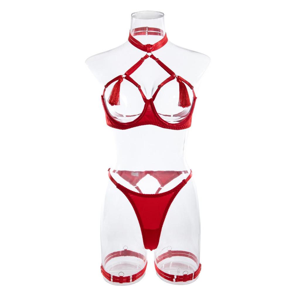 Cecia Sexy Hollow Tassel Temptation Lingerie Set