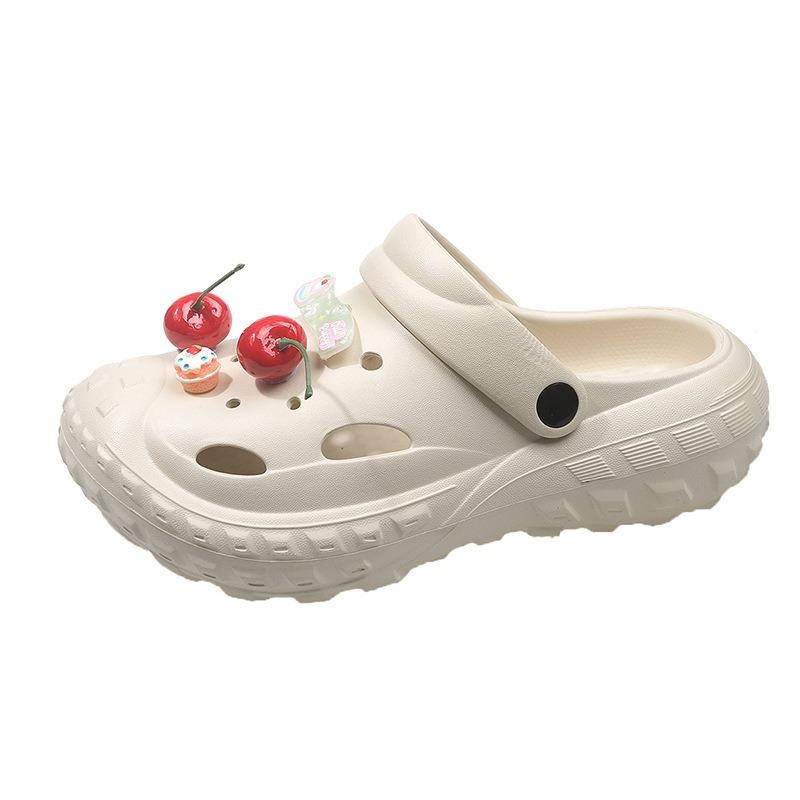Tire sole hole shoes women wear new summer non-slip beach sandals bag head slippers