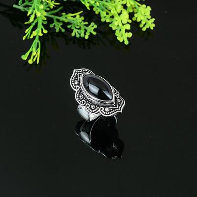 Natural Black Onyx Gemstone Handmade 925 Sterling Silver Ring Size 9.5 Z2K14