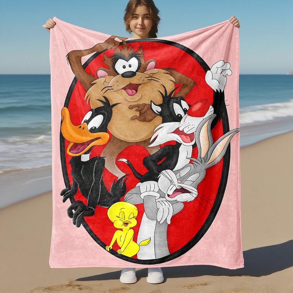 1pc Cartoon charactersOutdoor Flannel Blanket Soft Plush Decor for Picnics, camping,Bedroom, Playroom, or Lunch Breakn1215A