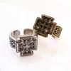 Retro Maltese Cross Adjustable Open Ring For Men Medieval Gothic Punk Edgy Silver-plated Copper  Bikers Accessories Gift