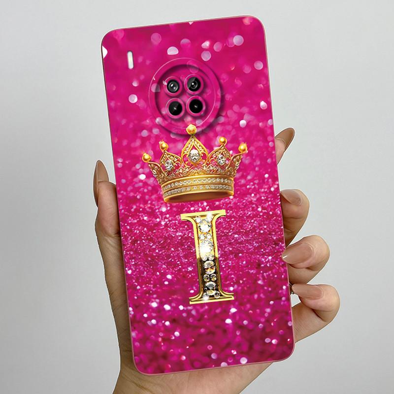 For Huawei Nova 8i Honor 50 Lite Crown Initial Letter Couple Phone Case Nova8i Honor 50Lite Soft Silicone TPU Protective Casing