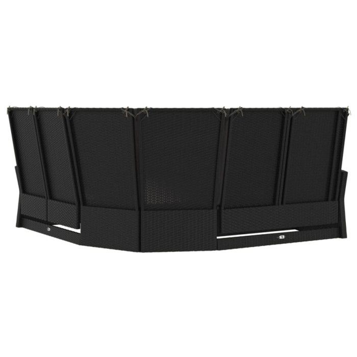 Corner Sofa - Reclining - Black - Woven Resin - Adjustable Backrest - Removable Cushions