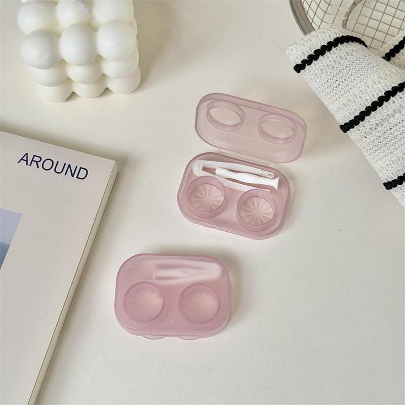Portable Transparent Minimally Integrated Companion Box Girls Travel Contact Lens Case with Tweezers 1pc Contact Lens Box