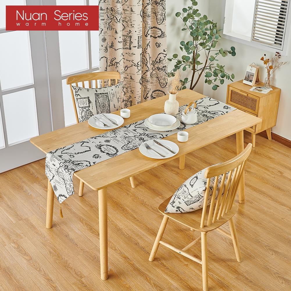 1PC Nuan Series Modern Retro Printed Tassel Decoration Cotton Linen Table Runner for Dinner Table Decor Kitchen for Home Table Home Decor