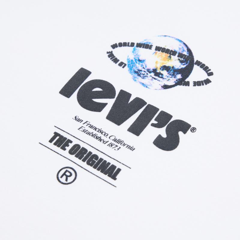 Levis Logo Loose Comfortable Crew Neck Short Sleeve T-Shirt Men Tops White 87373-0047