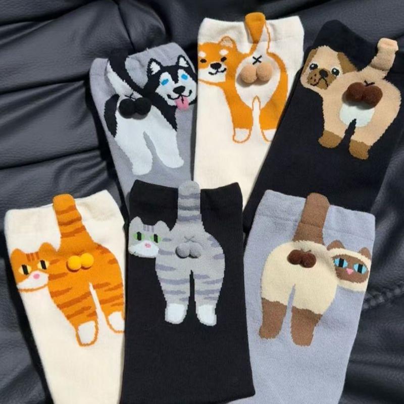 1 Paar Druck Bequem Mehrteilig Hautfreundlich Cartoon Warm Tier Ei Socken Leichtes Gefühl Bunt Niedlich Täglich Atmungsaktiv